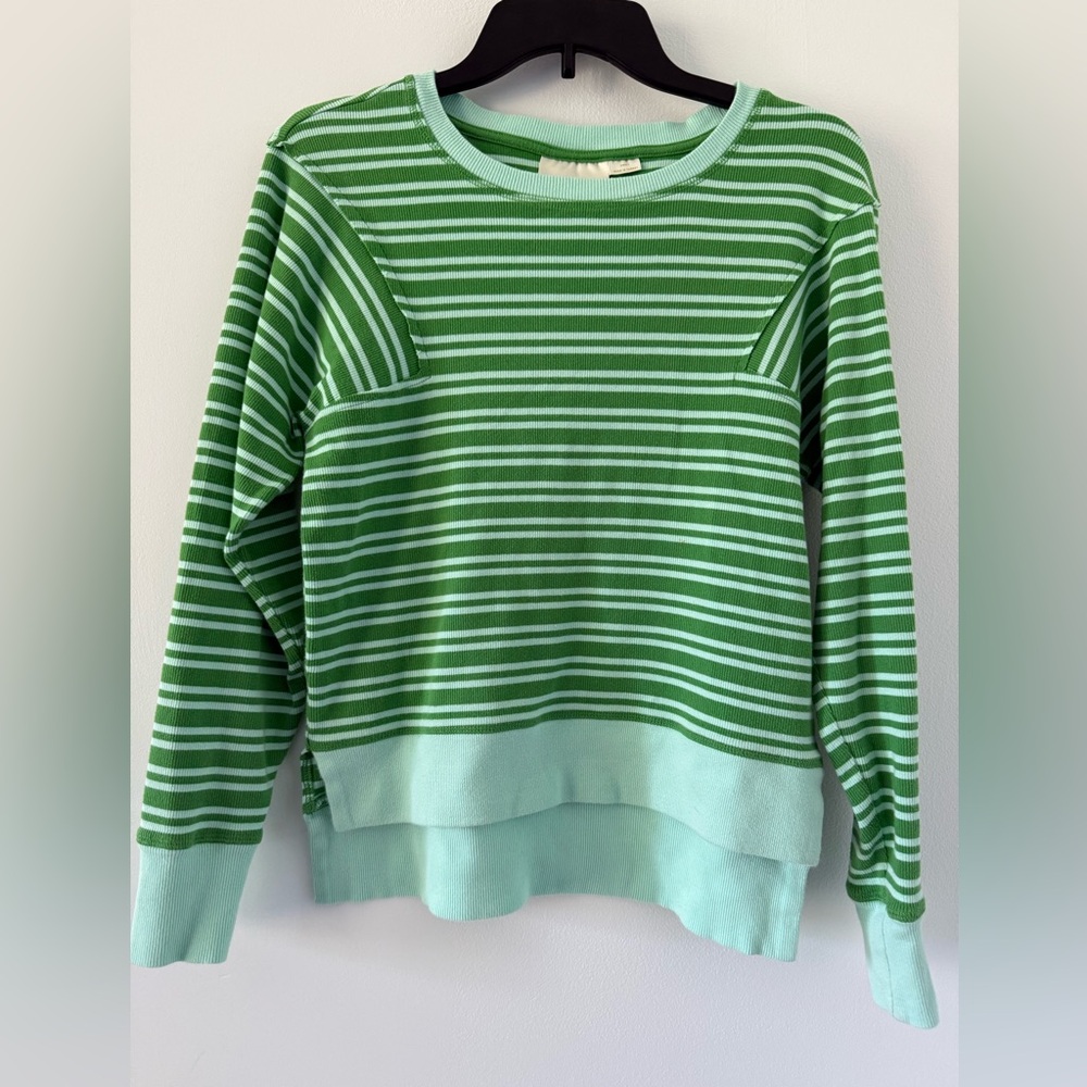 Anthropologie Maeve Green Striped Top - Picture 2 of 6